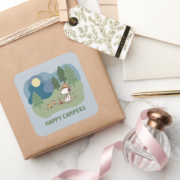 Peanuts___Snoopy_&_Woodstock_Camp_Site_Square_Sticker_5 Peanuts Snoopy Woodstock Camp Site Square Sticker