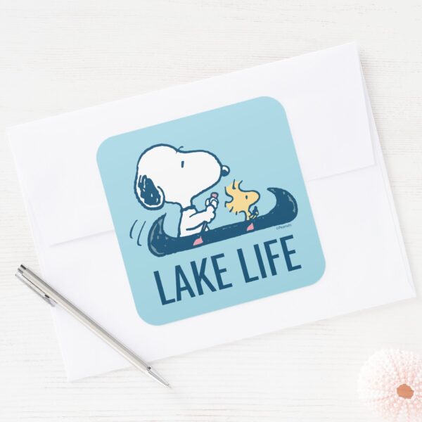 Peanuts___Snoopy_&_Woodstock_Canoe_Square_Sticker_3 Peanuts Snoopy Woodstock Canoe Square Sticker