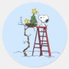 Peanuts___Snoopy_&_Woodstock_Christmas_Tree_Classic_Round_Sticker_2 Peanuts Snoopy Woodstock Christmas Tree Classic Round Sticker