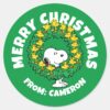 Peanuts___Snoopy_&_Woodstock_Christmas_Wreath_Classic_Round_Sticker_1 Peanuts Snoopy Woodstock Christmas Wreath Classic Round Sticker 1
