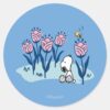 Peanuts___Snoopy_&_Woodstock_Flower_Garden_Classic_Round_Sticker_1 Peanuts Snoopy Woodstock Flower Garden Classic Round Sticker
