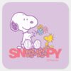 Peanuts___Snoopy_&_Woodstock_Flowers_Square_Sticker_1 Peanuts Snoopy Woodstock Flowers Square Sticker