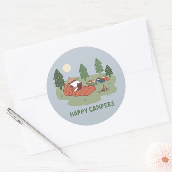 Peanuts___Snoopy_&_Woodstock_Happy_Campers_Classic_Round_Sticker_3 Peanuts Snoopy Woodstock Happy Campers Classic Round Sticker 3