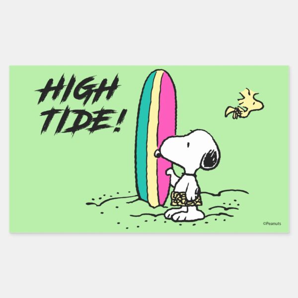 Peanuts___Snoopy_&_Woodstock_High_Tide_Rectangular_Sticker_1 Peanuts Snoopy Woodstock High Tide Rectangular Sticker