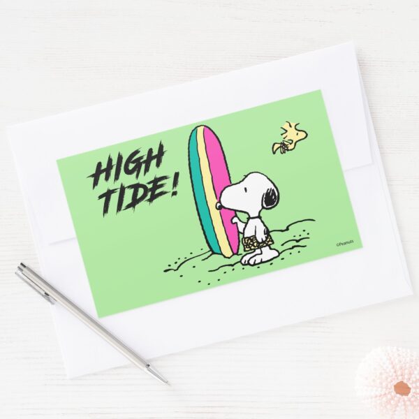 Peanuts___Snoopy_&_Woodstock_High_Tide_Rectangular_Sticker_3 Peanuts Snoopy Woodstock High Tide Rectangular Sticker