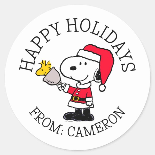 Peanuts___Snoopy_&_Woodstock_Ho_Ho_Ho_Classic_Round_Sticker_1 Peanuts Snoopy Woodstock Ho Ho Ho Classic Round Sticker