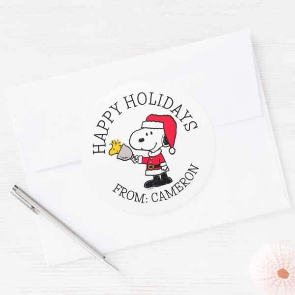 Peanuts___Snoopy_&_Woodstock_Ho_Ho_Ho_Classic_Round_Sticker_3 Peanuts Snoopy Woodstock Ho Ho Ho Classic Round Sticker