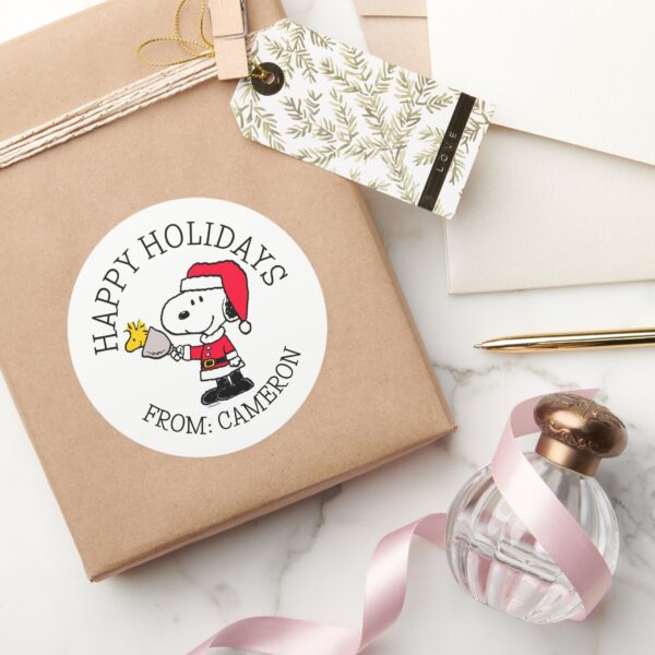 Peanuts___Snoopy_&_Woodstock_Ho_Ho_Ho_Classic_Round_Sticker_5 Peanuts Snoopy Woodstock Ho Ho Ho Classic Round Sticker