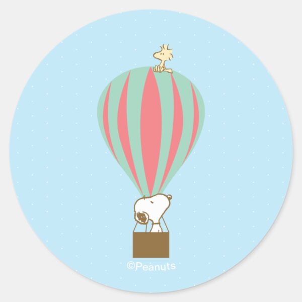 Peanuts___Snoopy_&_Woodstock_Hot_Air_Balloon_Classic_Round_Sticker_1 Peanuts Snoopy Woodstock Hot Air Balloon Classic Round Sticker 1