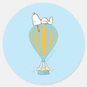 Peanuts___Snoopy_&_Woodstock_Hot_Air_Balloon_Classic_Round_Sticker_1 Peanuts Snoopy Woodstock Hot Air Balloon Classic Round Sticker