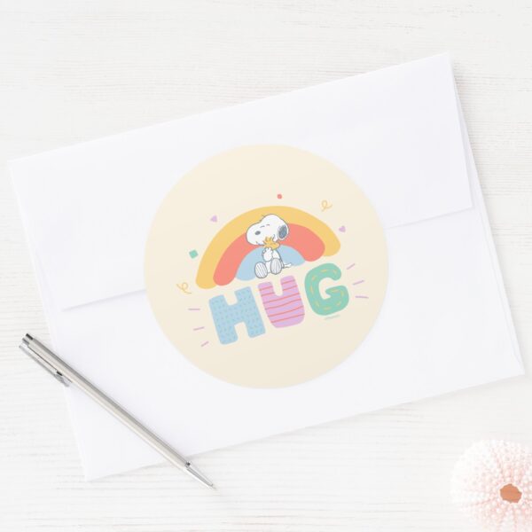 Peanuts___Snoopy_&_Woodstock_Hug_Classic_Round_Sticker_3 Peanuts Snoopy Woodstock Hug Classic Round Sticker