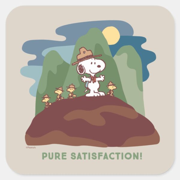 Peanuts___Snoopy_&_Woodstock_Pure_Satisfaction_Square_Sticker_1 Peanuts Snoopy Woodstock Pure Satisfaction Square Sticker