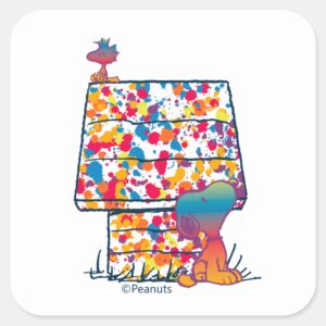 Peanuts___Snoopy_&_Woodstock_Rainbow_Paint_Square_Sticker_1 Peanuts Snoopy Woodstock Rainbow Paint Square Sticker