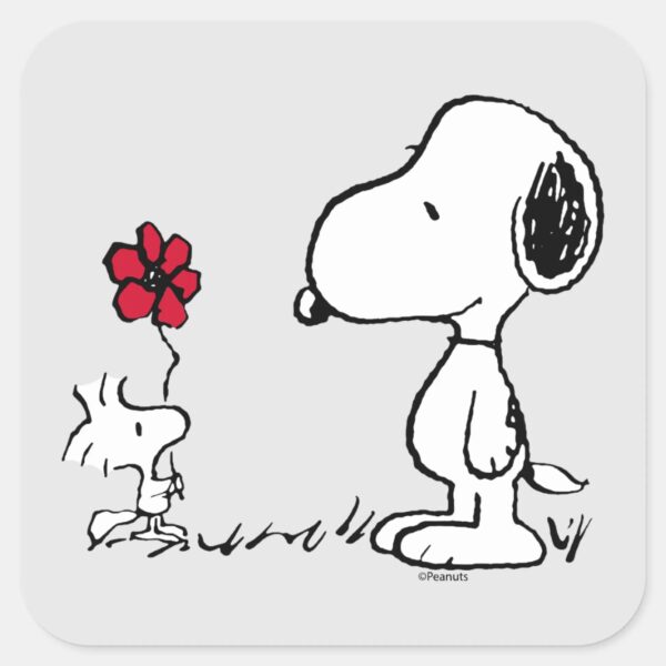 Peanuts___Snoopy_&_Woodstock_Red_&_Black_Square_Sticker_1 Peanuts Snoopy Woodstock Red Black Square Sticker