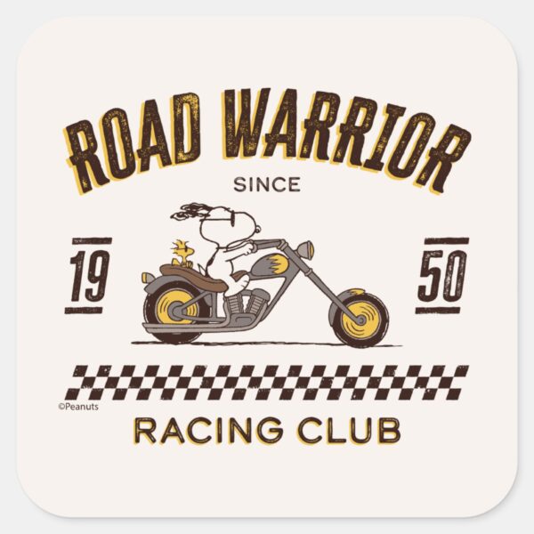 Peanuts___Snoopy_&_Woodstock_Road_Warriors_Square_Sticker_1 Peanuts Snoopy Woodstock Road Warriors Square Sticker
