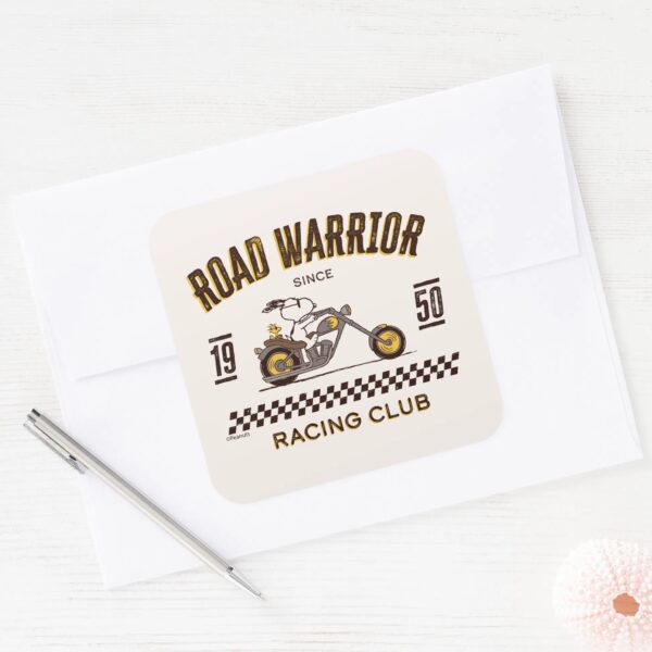 Peanuts___Snoopy_&_Woodstock_Road_Warriors_Square_Sticker_3 Peanuts Snoopy Woodstock Road Warriors Square Sticker