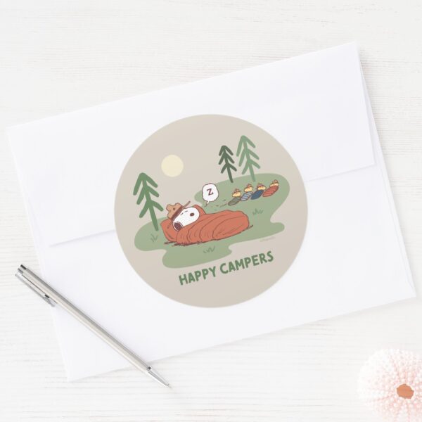 Peanuts___Snoopy_&_Woodstock_Sleeping_Campers_Classic_Round_Sticker_3 Peanuts Snoopy Woodstock Sleeping Campers Classic Round Sticker