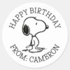 Peanuts___Snoopy___Happy_Birthday_Classic_Round_Sticker_1 Peanuts Snoopy Happy Birthday Classic Round Sticker