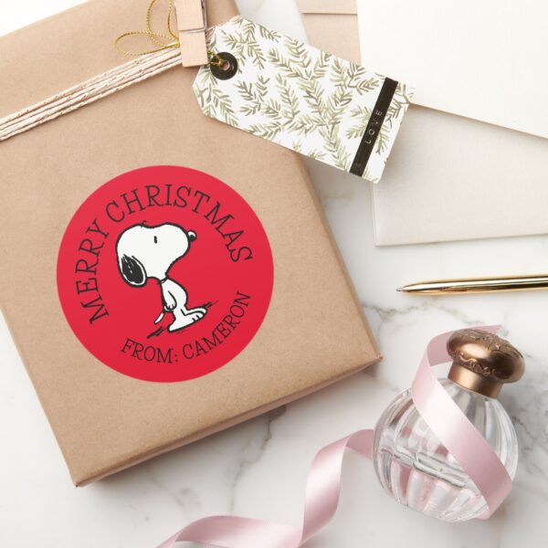 Peanuts___Snoopy___Merry_Christmas_Classic_Round_Sticker_5 Peanuts Snoopy Merry Christmas Classic Round Sticker