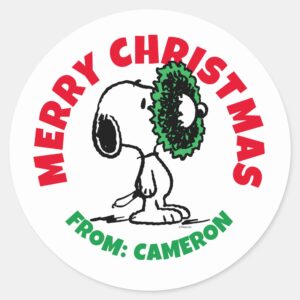 Peanuts Snoopy For The Holidays Classic Round Sticker 1