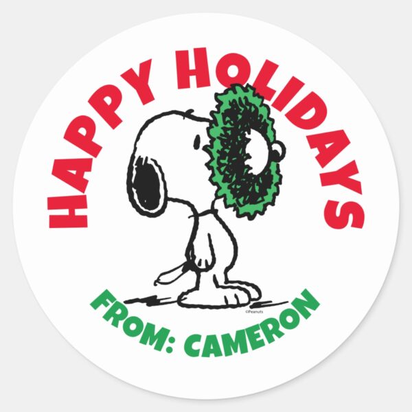 Peanuts___Snoopy_for_the_Holidays_Classic_Round_Sticker_1 Peanuts Snoopy For The Holidays Classic Round Sticker 1