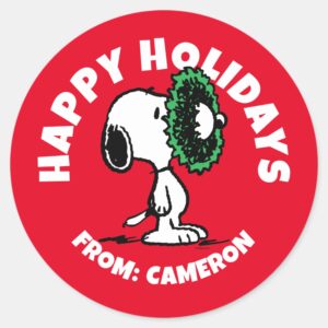 Peanuts___Snoopy_for_the_Holidays_Classic_Round_Sticker_1 Peanuts Snoopy For The Holidays Classic Round Sticker
