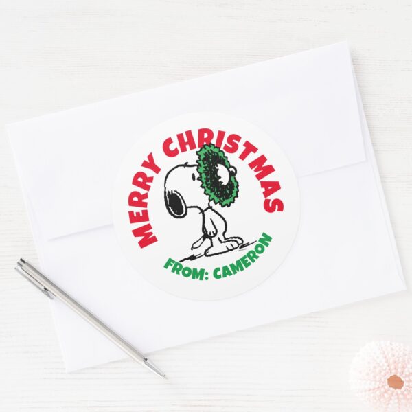 Peanuts___Snoopy_for_the_Holidays_Classic_Round_Sticker_3 Peanuts Snoopy For The Holidays Classic Round Sticker 3