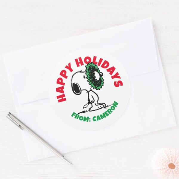 Peanuts___Snoopy_for_the_Holidays_Classic_Round_Sticker_3 Peanuts Snoopy For The Holidays Classic Round Sticker 3