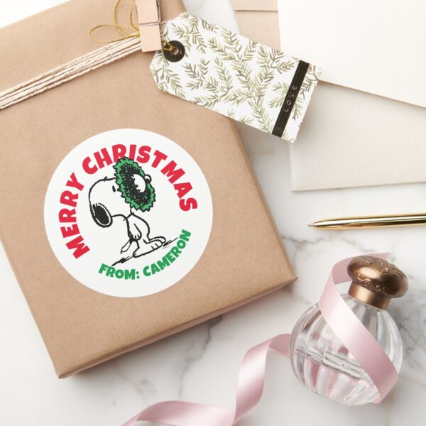 Peanuts___Snoopy_for_the_Holidays_Classic_Round_Sticker_5 Peanuts Snoopy For The Holidays Classic Round Sticker 5