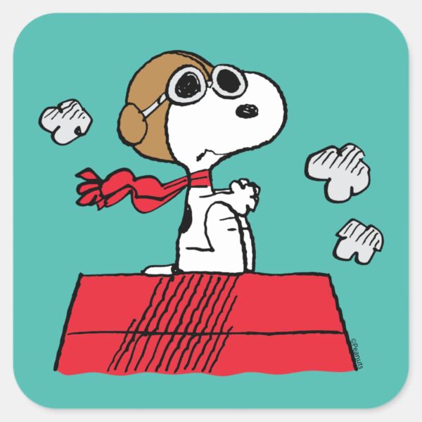 Peanuts___Snoopy_the_Flying_Ace_Square_Sticker_1 Peanuts Snoopy The Flying Ace Square Sticker 1