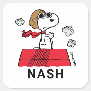 Peanuts Snoopy The Flying Ace Square Sticker