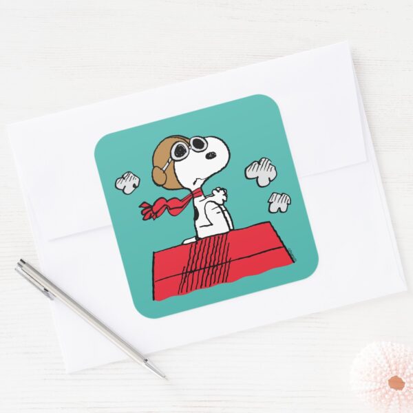 Peanuts___Snoopy_the_Flying_Ace_Square_Sticker_3 Peanuts Snoopy The Flying Ace Square Sticker 3