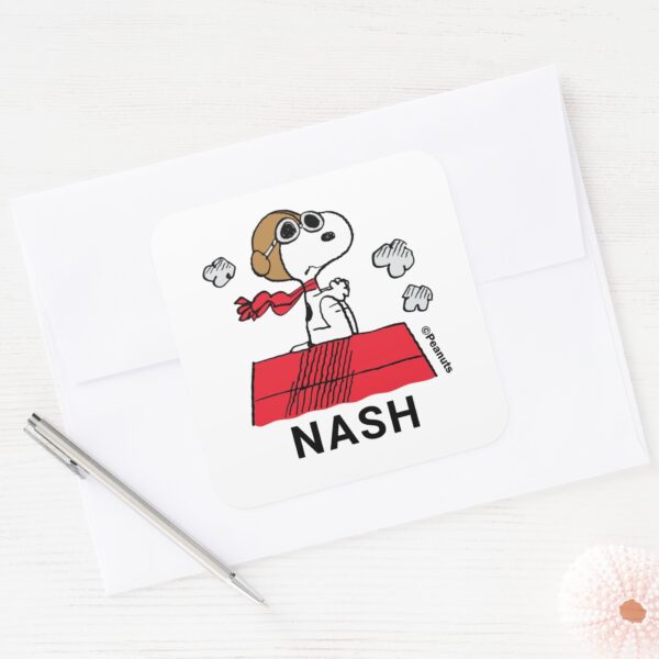 Peanuts___Snoopy_the_Flying_Ace_Square_Sticker_3 Peanuts Snoopy The Flying Ace Square Sticker