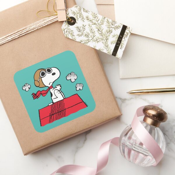 Peanuts___Snoopy_the_Flying_Ace_Square_Sticker_5 Peanuts Snoopy The Flying Ace Square Sticker 5