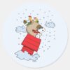 Peanuts Snoopy The Flying Ace At Christmas Classic Round Sticker
