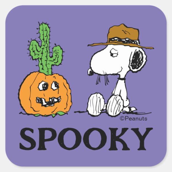 Peanuts___Spike's_Desert_Halloween_Square_Sticker_1 Peanuts Spikes Desert Halloween Square Sticker