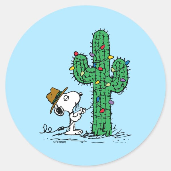 Peanuts___Spike's_Holiday_Cactus_Classic_Round_Sticker_1 Peanuts Spikes Holiday Cactus Classic Round Sticker