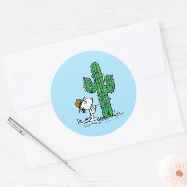 Peanuts___Spike's_Holiday_Cactus_Classic_Round_Sticker_3 Peanuts Spikes Holiday Cactus Classic Round Sticker