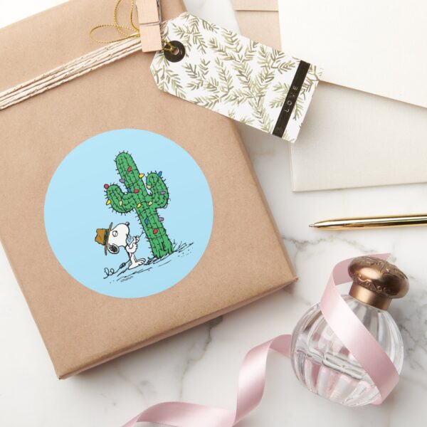 Peanuts___Spike's_Holiday_Cactus_Classic_Round_Sticker_5 Peanuts Spikes Holiday Cactus Classic Round Sticker
