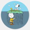 Peanuts___Sunny_Day_Rainy_Day_Half_&_Half_Classic_Round_Sticker_1 Peanuts Sunny Day Rainy Day Half Half Classic Round Sticker