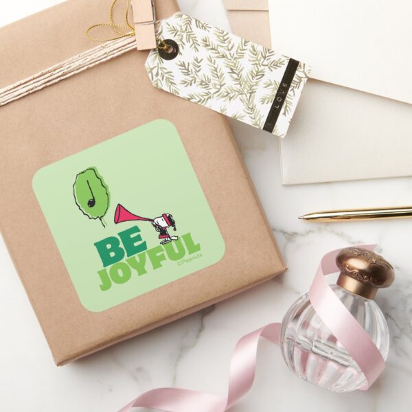 Peanuts___Woodstock_Be_Joyful_Square_Sticker_5 Peanuts Woodstock Be Joyful Square Sticker