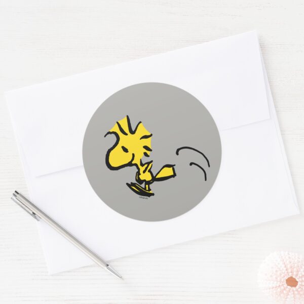 Peanuts___Woodstock_Jumping_Classic_Round_Sticker_3 Peanuts Woodstock Jumping Classic Round Sticker