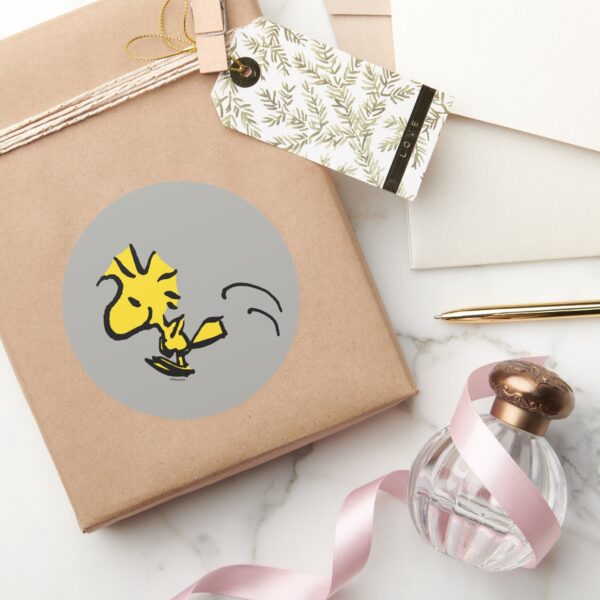 Peanuts___Woodstock_Jumping_Classic_Round_Sticker_5 Peanuts Woodstock Jumping Classic Round Sticker