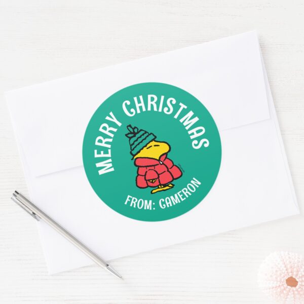 Peanuts___Woodstock_Puffy_Winter_Jacket_Classic_Round_Sticker_3 Peanuts Woodstock Puffy Winter Jacket Classic Round Sticker 3