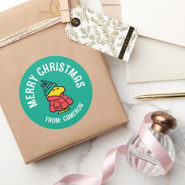 Peanuts___Woodstock_Puffy_Winter_Jacket_Classic_Round_Sticker_5 Peanuts Woodstock Puffy Winter Jacket Classic Round Sticker 5