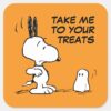 Peanuts Woodstock Scares Snoopy Square Sticker
