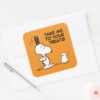 Peanuts Woodstock Scares Snoopy Square Sticker