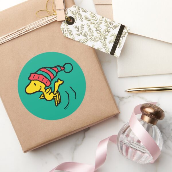 Peanuts___Woodstock_Winter_Beanie_Cap_Classic_Round_Sticker_5 Peanuts Woodstock Winter Beanie Cap Classic Round Sticker