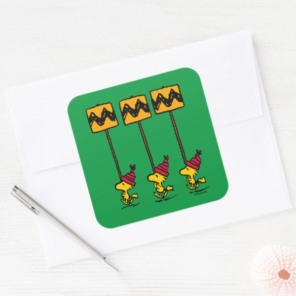 Peanuts___Woodstock_&_Friends_Sign_March_Square_Sticker_3 Peanuts Woodstock Friends Sign March Square Sticker