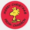 Peanuts___Woodstock___Merry_Christmas_Classic_Round_Sticker_1 Peanuts Woodstock Merry Christmas Classic Round Sticker